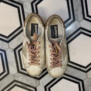 Golden Goose White and Gold Sneakers